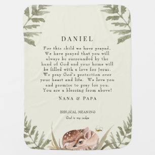 Cream Woodland Animal Prayer for Child Baby Blanket