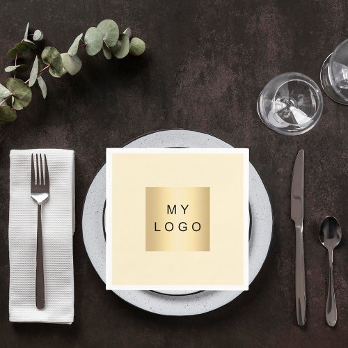 Cream yellow business logo napkins