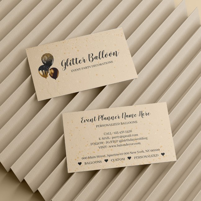 Cream Yellow Decoration Event Planner Celebration Business Card