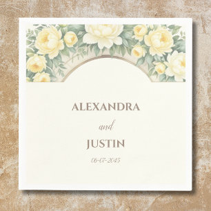 Cream Yellow Floral Italian Arch Wedding Napkins