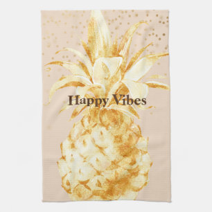 Cream Yellow Gold Pineapple Kitchen Towel