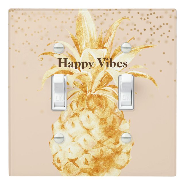 Cream Yellow Gold Pineapple Light Switch Cover (In Situ)