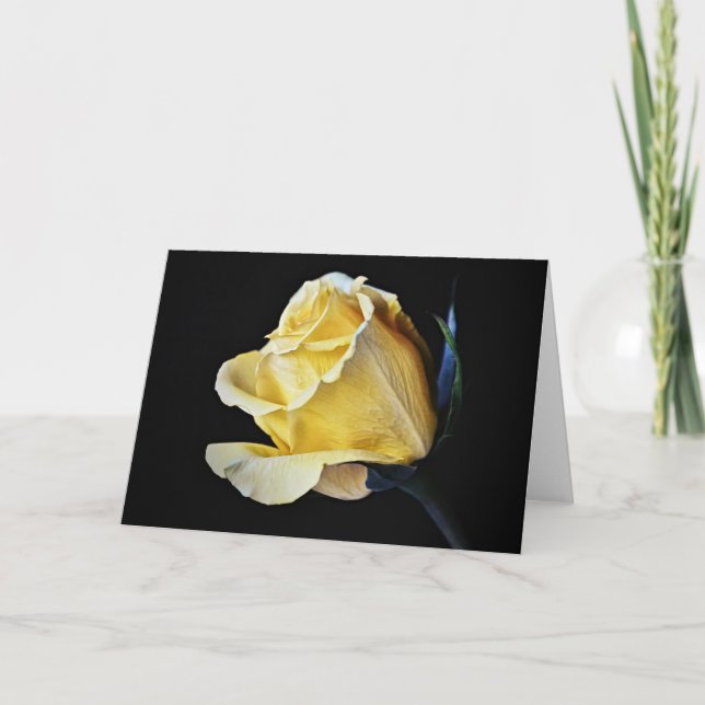 Cream Yellow Rose Flower Art Note Card (Front)