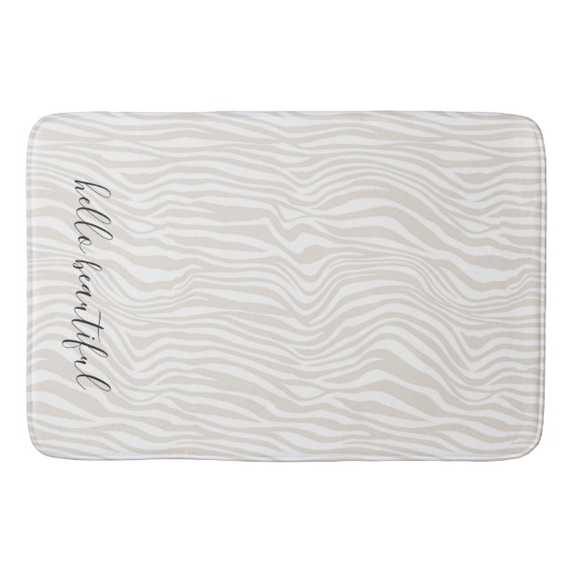 Cream Zebra Print personalized Bath Mat (Front)