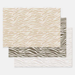 Cream Zebra Print Wrapping Paper Sheets