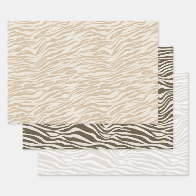 Cream Zebra Print Wrapping Paper Sheets (Set)