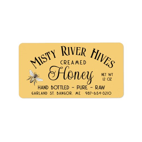Creamed or Wildflower Honey Queen Honeybee Label