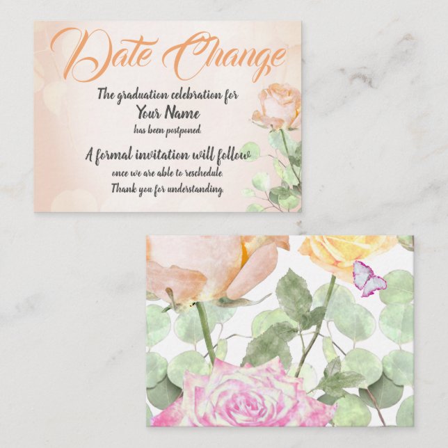 Creamsicle Floral Graduation Information Advice Card (Front/Back)