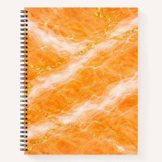 Creamsicle Marble with Ivory Swirls & Gold Veining Notebook (Front)