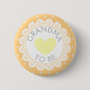 Creamsicle Orange Polka Dot Grandma to Be Button
