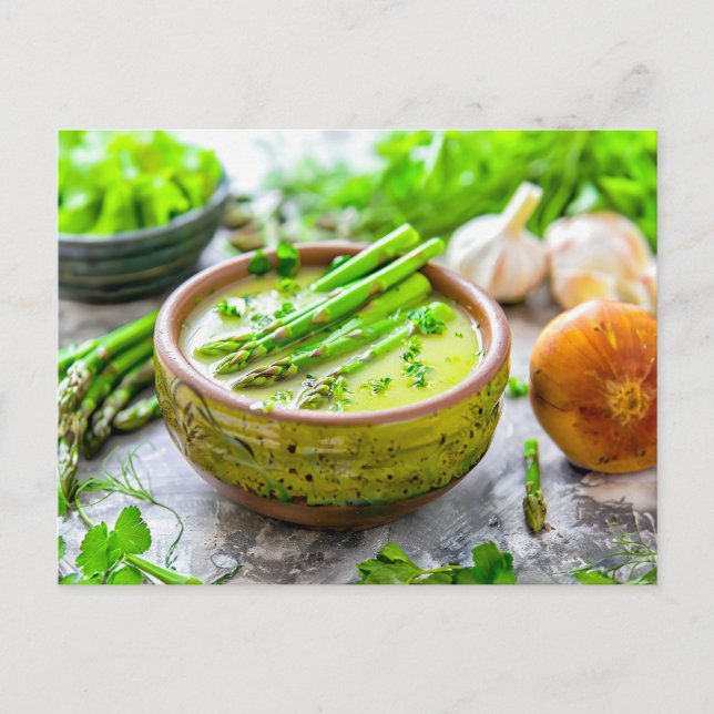Creamy Asparagus Soup with Herbs Holiday Postcard (Front)