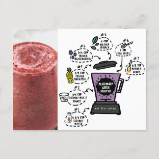 creamy blackberry green smoothie recipe postcard