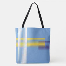 Creamy Blue Colour Printed Tote Bag