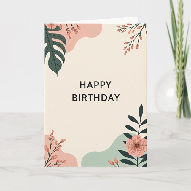 Creamy Botanical Birthday Card (Front)