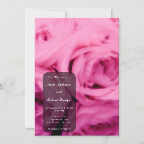 Creamy Bright Pink Roses Elegant Minimal Wedding   Invitation