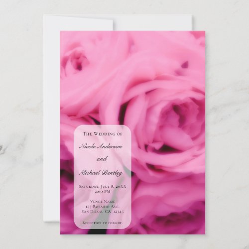 Creamy Bright Pink Roses Elegant Minimal Wedding Invitation