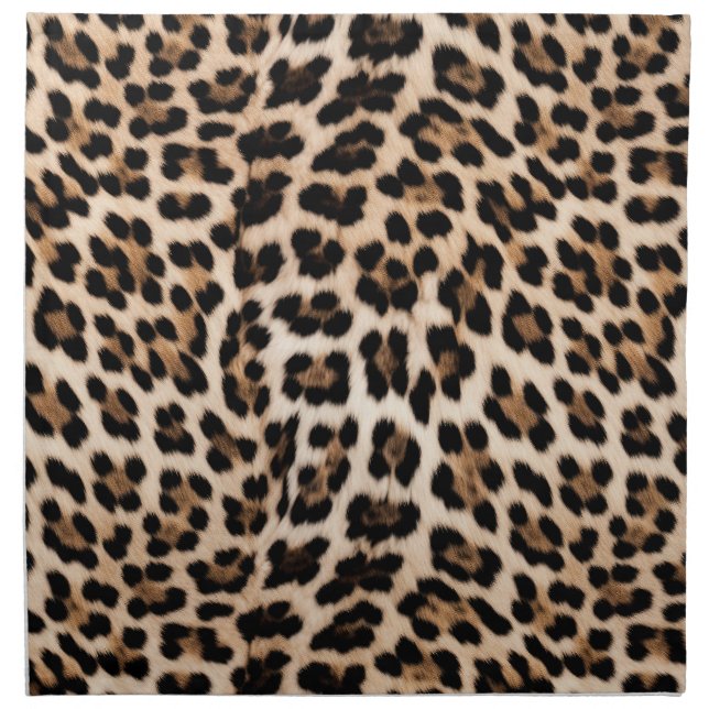 Creamy Brown Black Leopard   Cloth Napkin (Front)