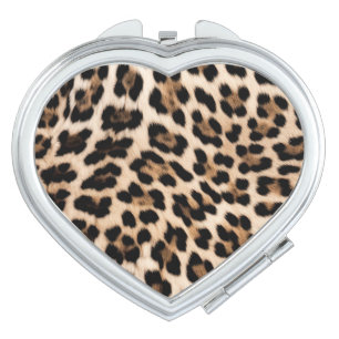 Creamy Brown Black Leopard Compact Mirror