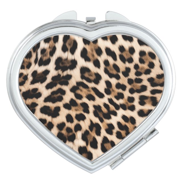 Creamy Brown Black Leopard Compact Mirror (Front)