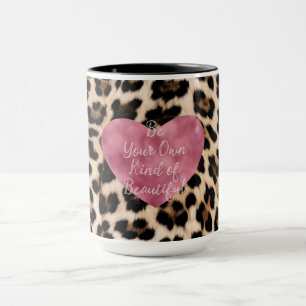Creamy Brown Black Leopard Heart Beautiful Mug