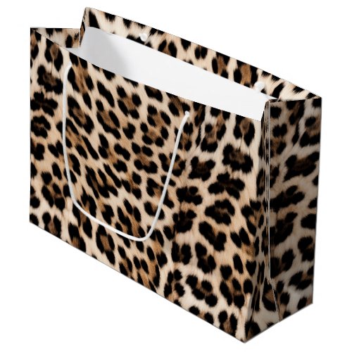 Creamy Brown Black Leopard   Large Gift Bag