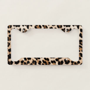 Creamy Brown Black Leopard License Plate Frame