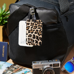 Creamy Brown Black Leopard   Luggage Tag
