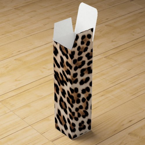 Creamy Brown Black Leopard Print Animal Wedding Wine Box