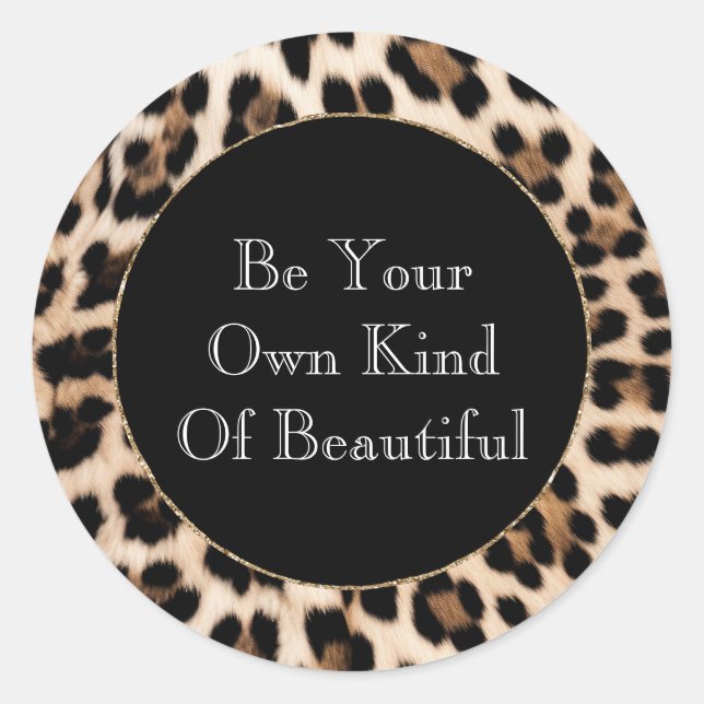 Creamy Brown Black Leopard Print  Classic Round Sticker (Front)