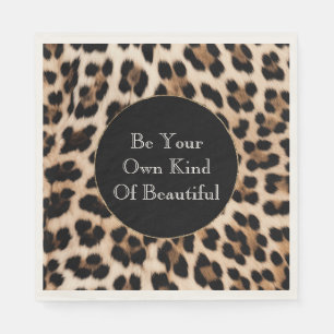 Creamy Brown Black Leopard Print Napkins