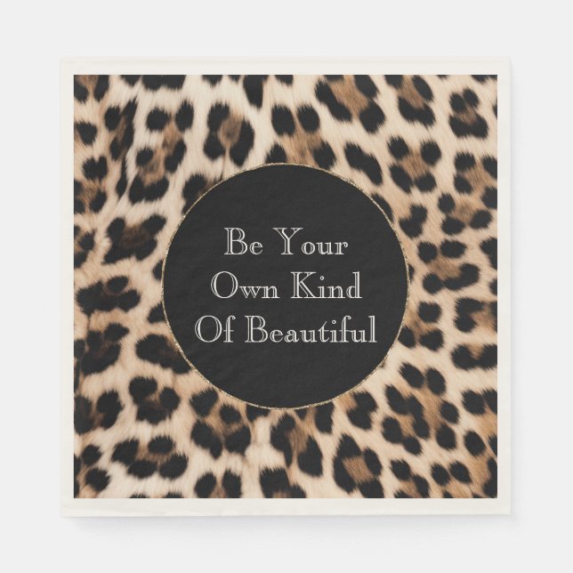 Creamy Brown Black Leopard Print  Napkins (Front)