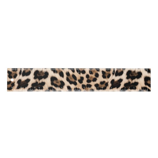 Creamy Brown Black Leopard Print  Ruler (Front)