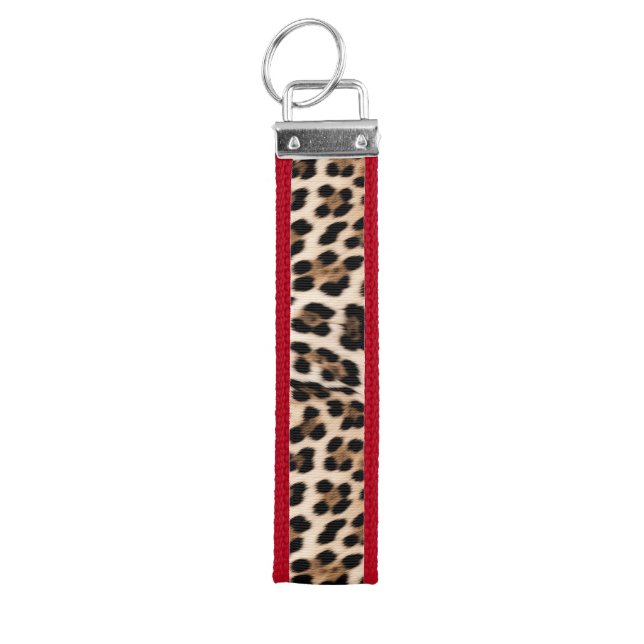 Creamy Brown Black Leopard Wrist Keychain (Keys on Top)