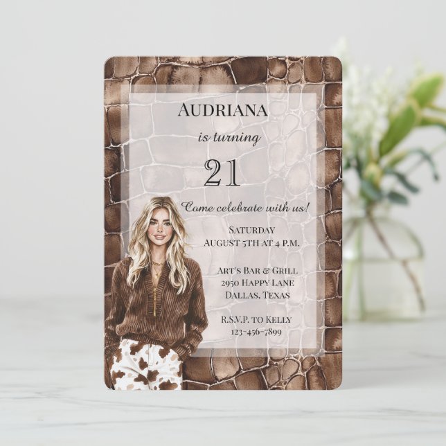 Creamy Brown Chocolate Blond Girl Birthday Invitation (Standing Front)