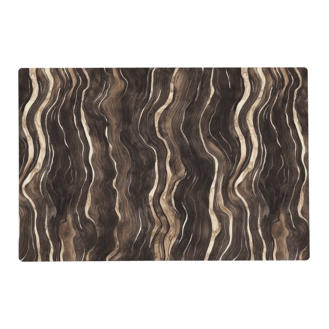 Creamy Brown Chocolate Gold Wavy Stripes Christmas Placemat (Front)