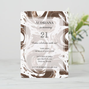 Creamy Brown Chocolate Swirls Birthday Invitation