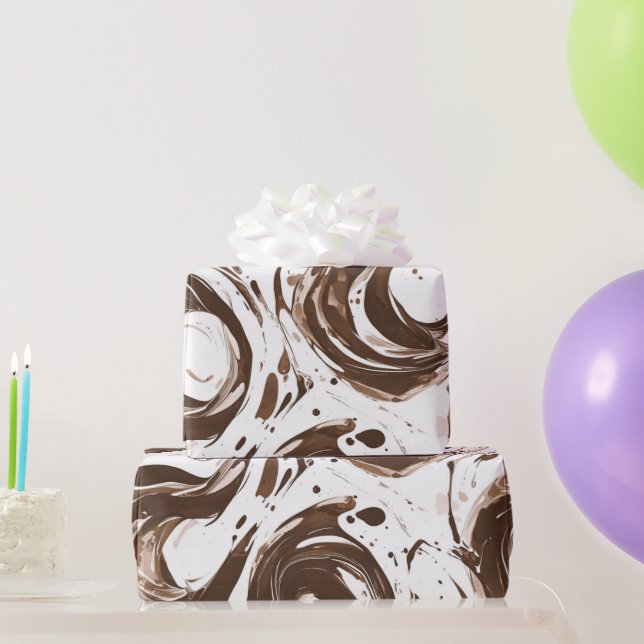 Creamy Brown Chocolate Swirls Birthday Wrapping Paper (Party Gifts)