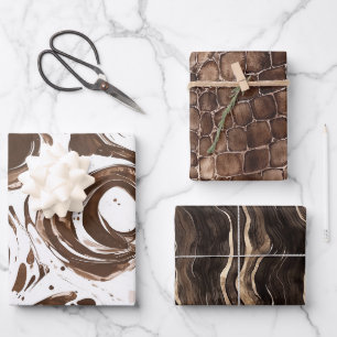Creamy Brown Chocolate Swirls Birthday Wrapping Paper Sheets