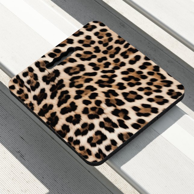 Creamy Brown Leopard Print Seat Cushion (In Situ)