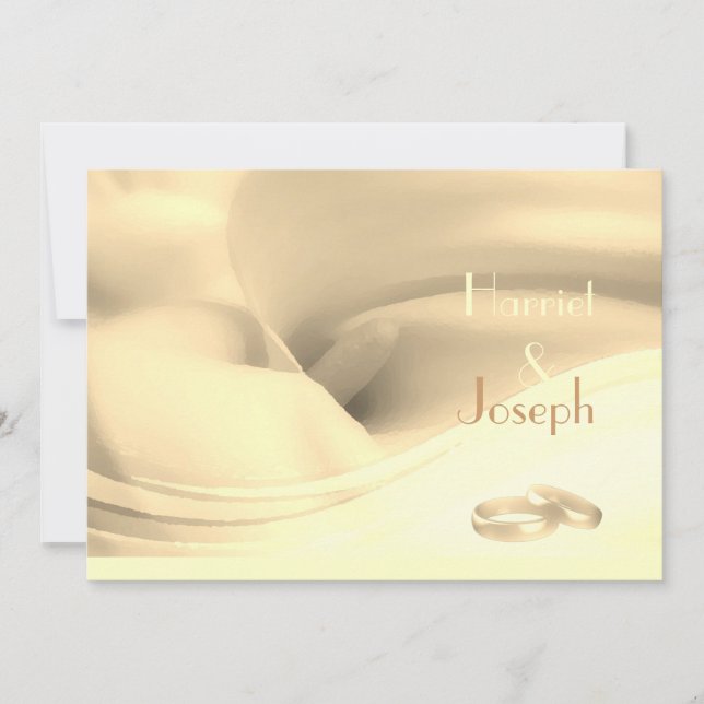 Creamy Calla Lily Wedding Rings Invitation (Front)