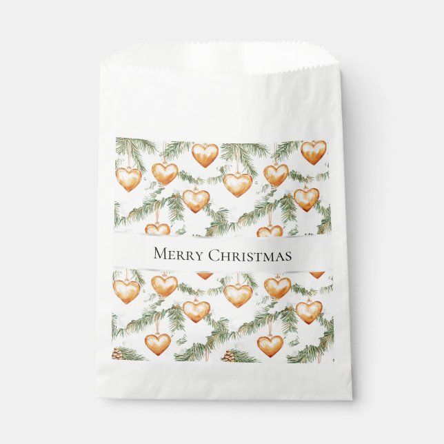 Creamy Caramel Hearts Christmas Tree Branches Favor Bag (Front)