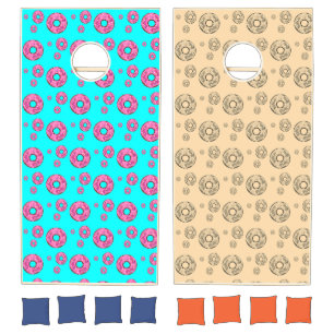 Creamy donut pattern cornhole set