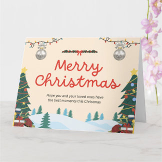Creamy Elegance Illustrative Merry Christmas Gree Card
