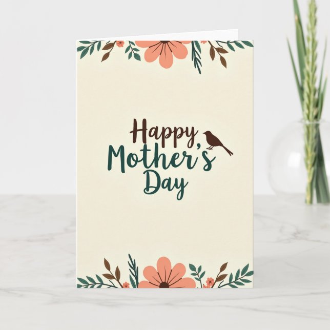 Creamy Floral Mothers Day Card (Front)