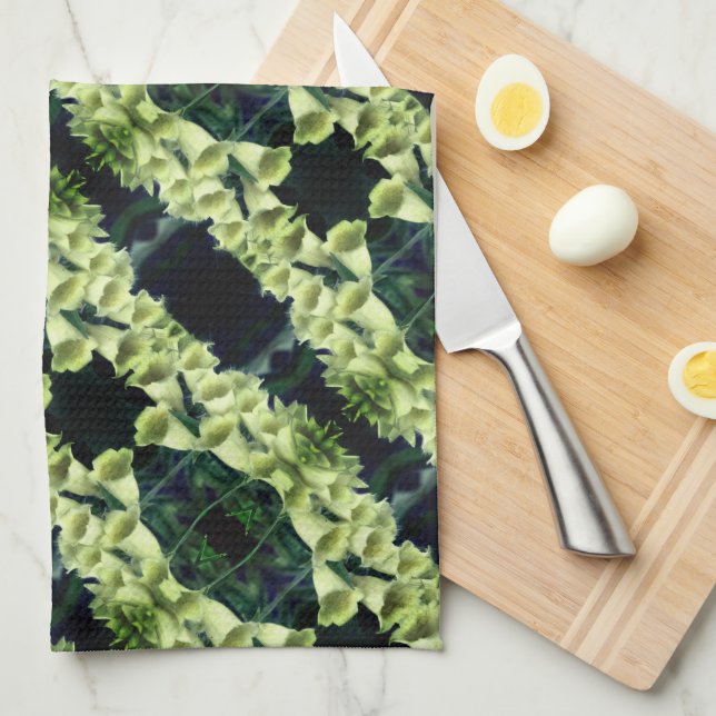 Creamy Foxglove Flower Abstract Pattern     Kitchen Towel (Quarter Fold)