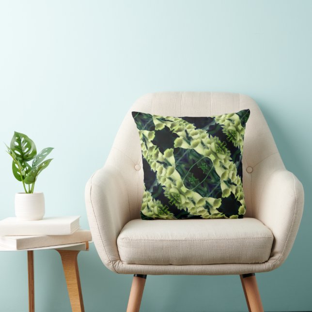 Creamy Foxglove Flower Abstract Pattern      Throw Pillow (Chair)