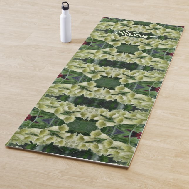 Creamy Foxglove Flower Abstract Personalized Yoga Mat (In Situ)