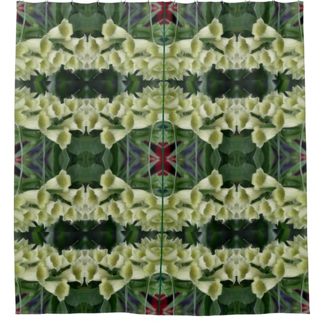Creamy Foxglove Flowers Nature Art Pattern Shower Curtain (Front)