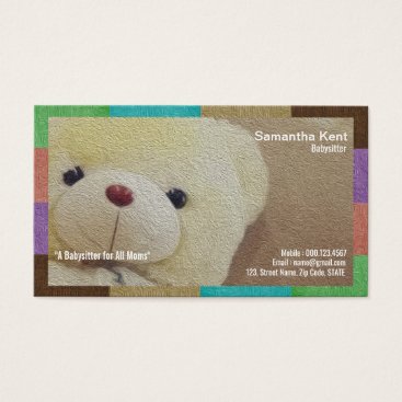 Creamy Fuzzy Cuddly Teddy Bear Nanny Business Card Creamy Fuzzy Cuddly Teddy Bear Nanny Business Card
