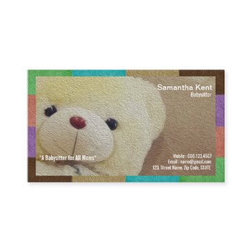 Creamy Fuzzy Teddy Bear Babysitter Business Card Creamy Fuzzy Teddy Bear Babysitter Business Card